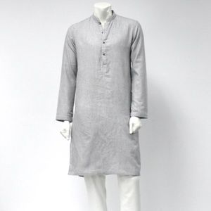 Men's Light Gray Slim Fit Kurta w/ Pants